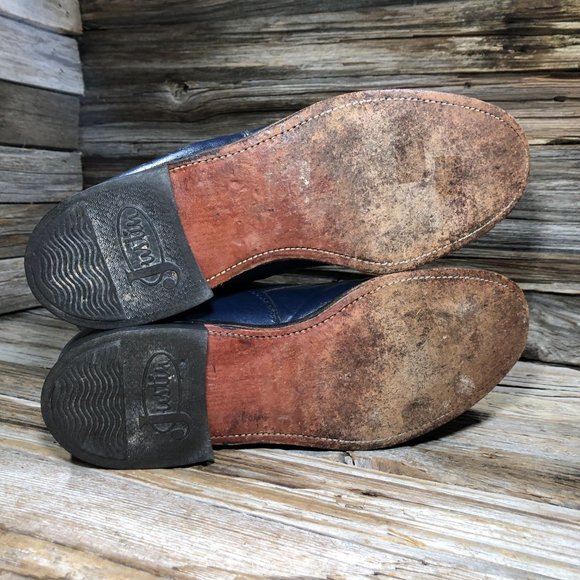 VINTAGE Justin Boot L0527 Western Kiltie Roper Blue Leather Boots Women US 7.5 N - Picture 8 of 10